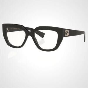 New Gucci Eyeglasses Black Cat Eye Metal GG Logo 53-18-140mm Rx-able Womens